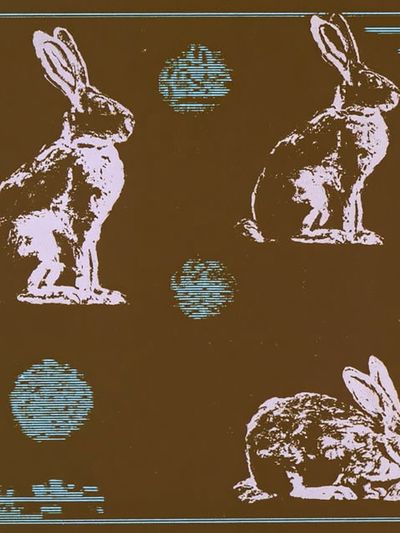 Rabbits Retro Illustration Poster.