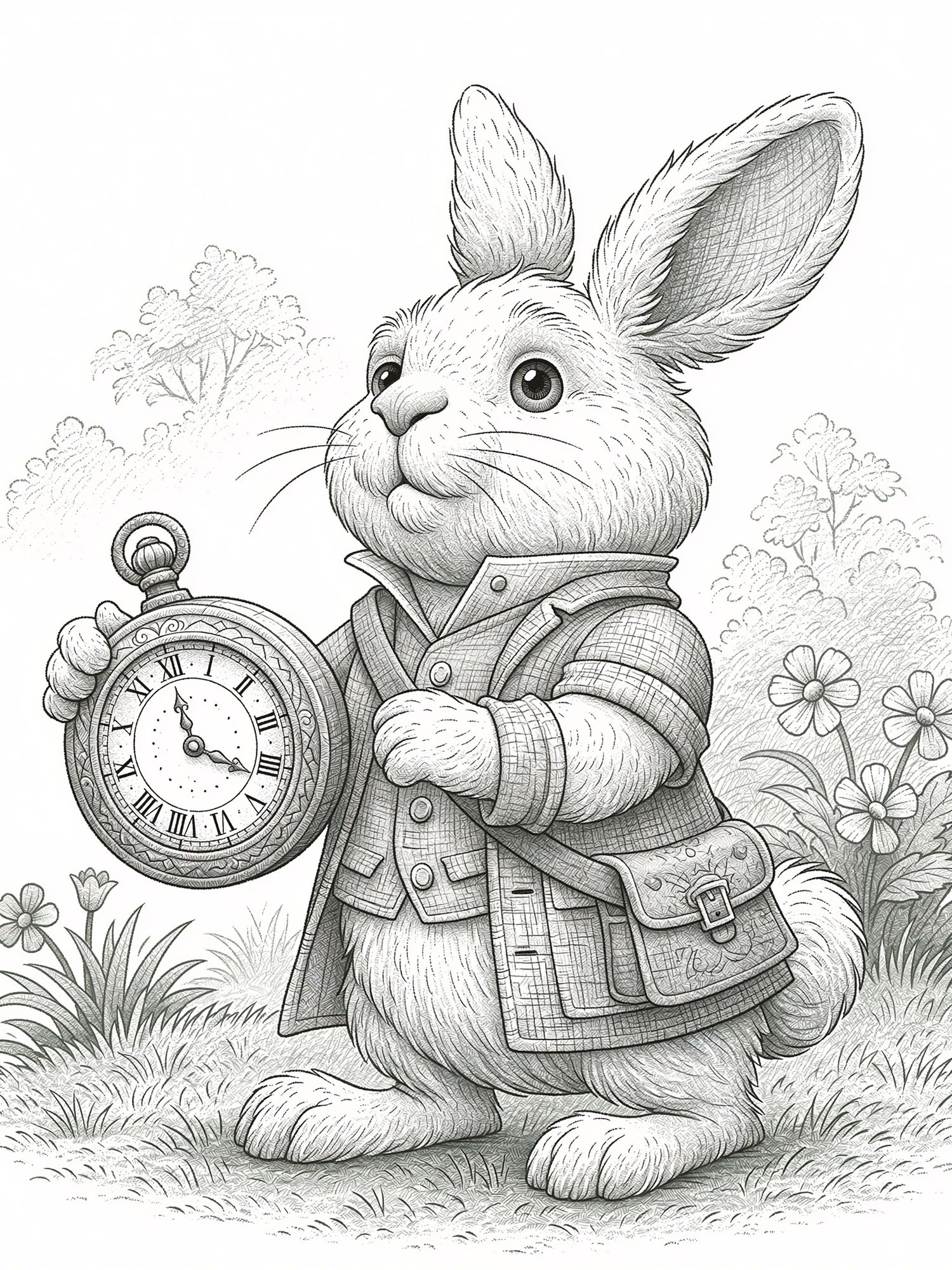 Rabbit with Pocket Watch Illustration Poster. poster detail