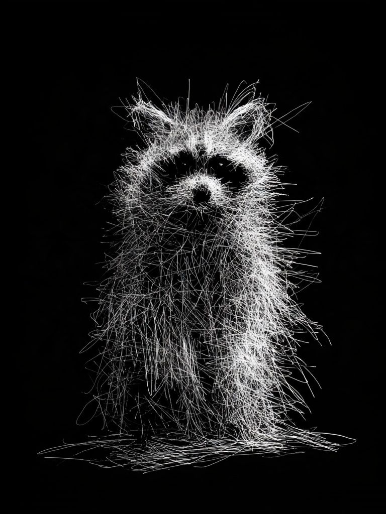 Raccoon Line Art Poster. poster detail