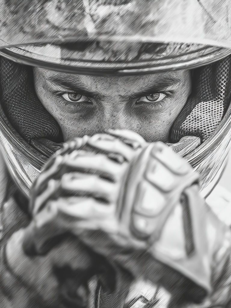 Racing Driver Portrait Print. poster detail
