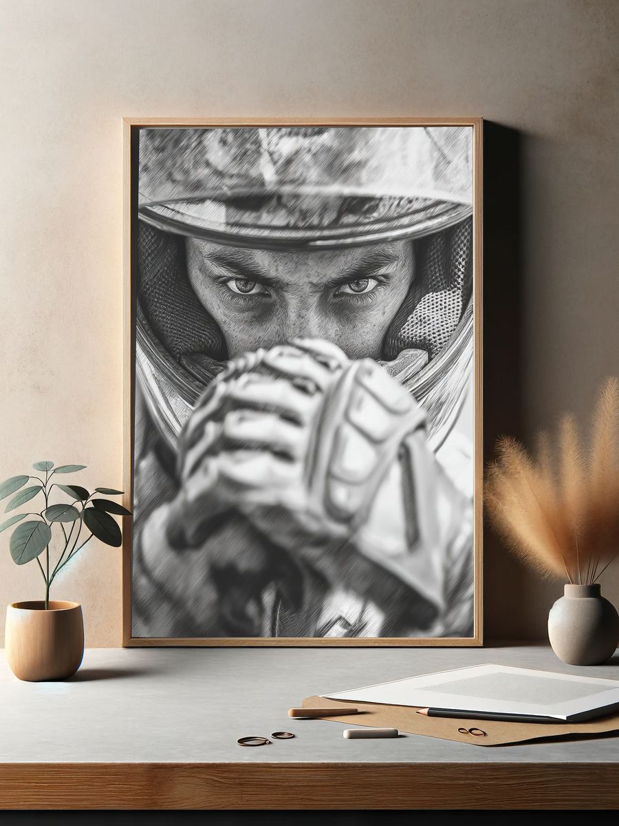 Racing Driver Portrait Print. — room view 2