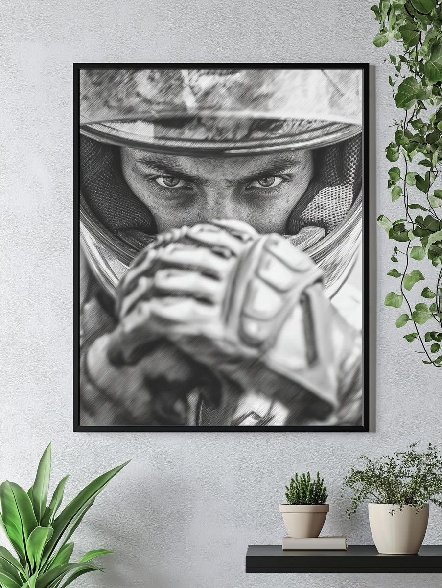 Racing Driver Portrait Print. — room view 4