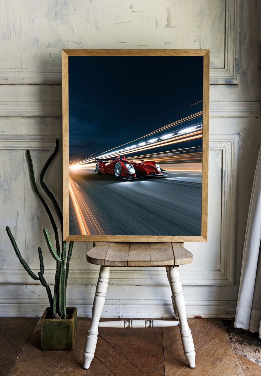 Red Racing Car Photography Poster. room preview