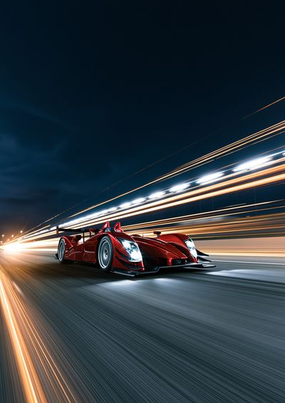 Red Racing Car Photography Poster. poster