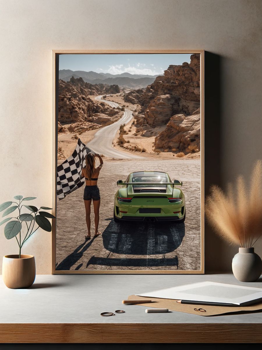 Desert Race Car Photography Poster. — room view 2