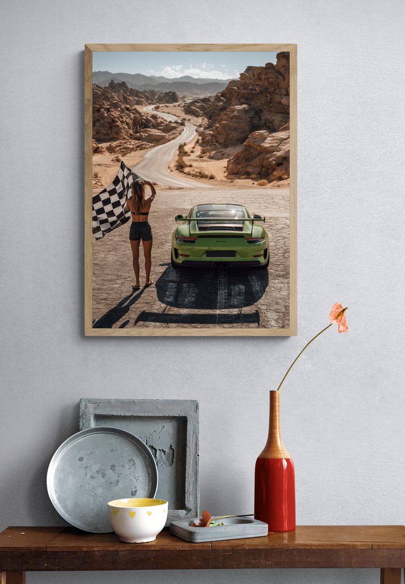 Desert Race Car Photography Poster. — room view 3