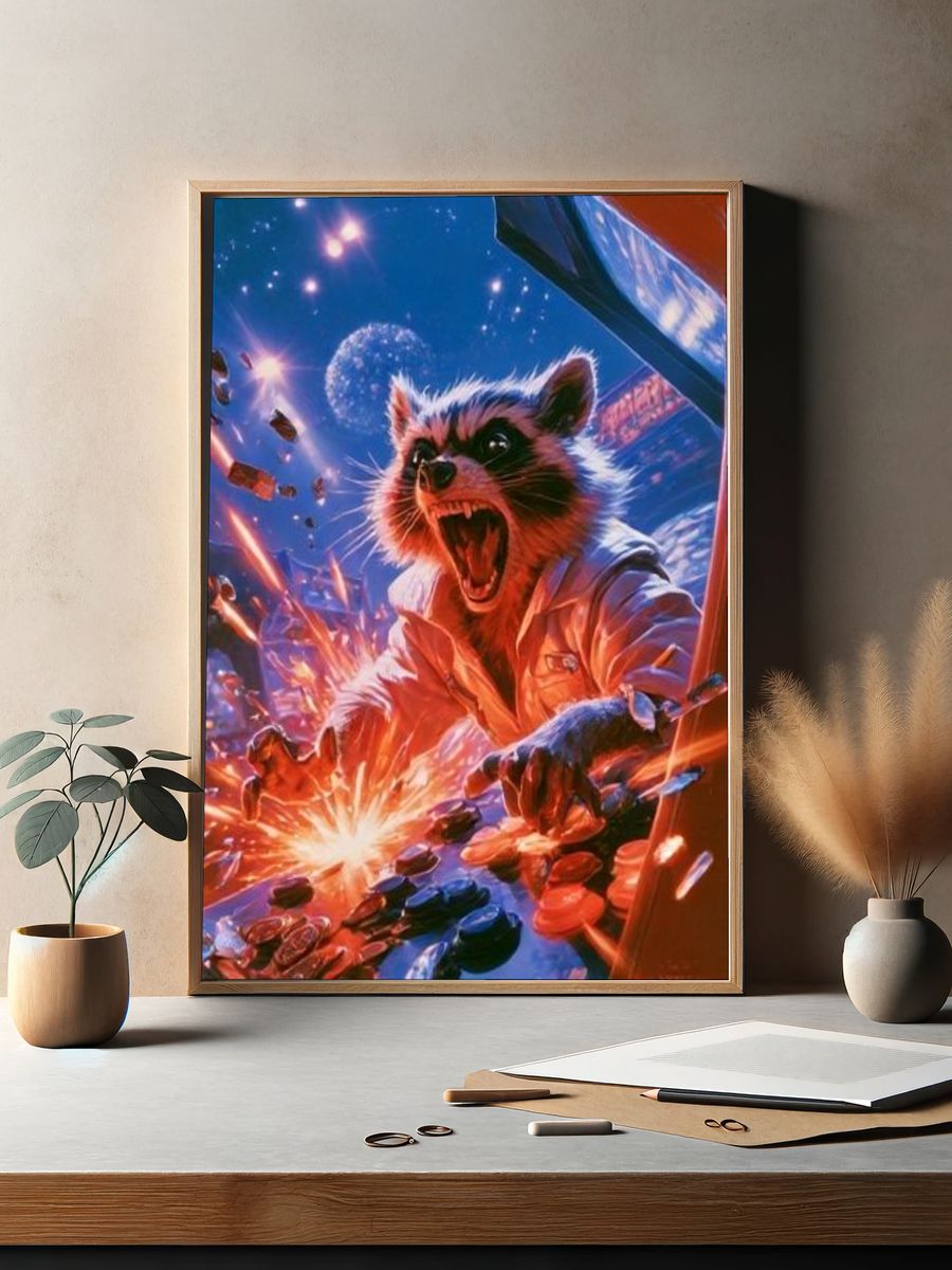 Raccoon Arcade Chaos Poster. — room view 2