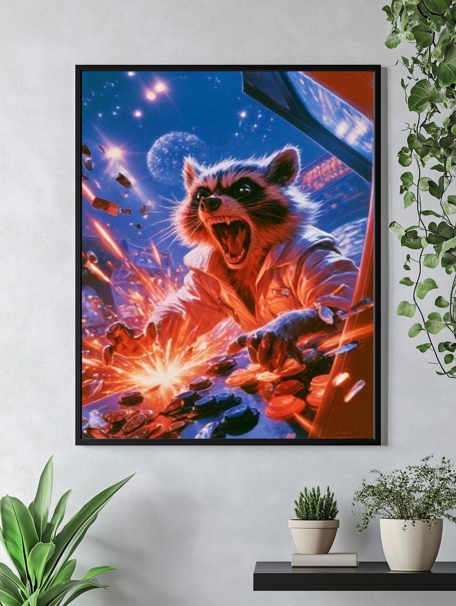 Raccoon Arcade Chaos Poster. — room view 4