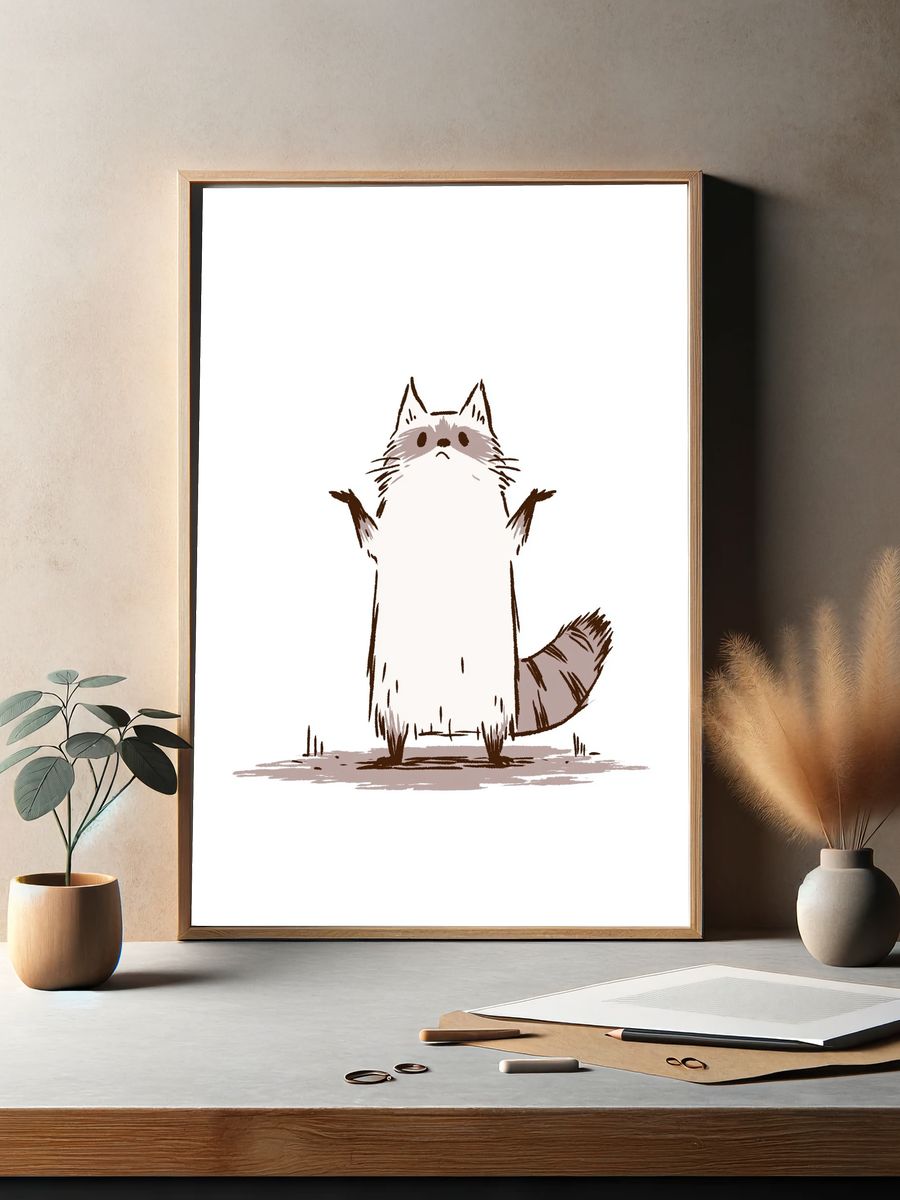 Cute Raccoon Illustration Poster. — room view 2