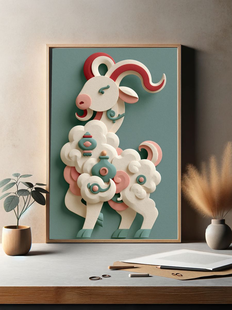 Paper Ram Sculpture Poster. — room view 2
