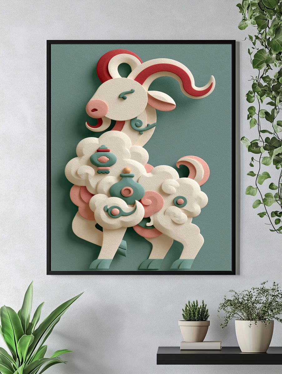 Paper Ram Sculpture Poster. — room view 4