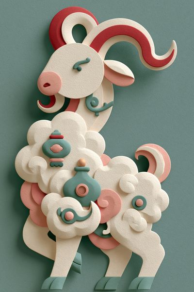 Paper Ram Sculpture Poster.