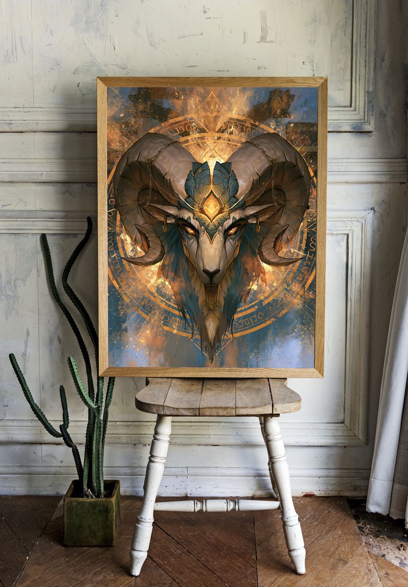Ram Spirit Digital Art Poster. — room view 1