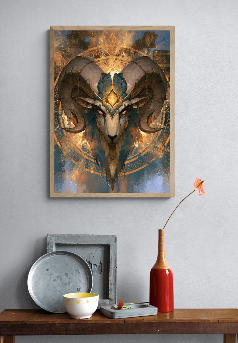 Ram Spirit Digital Art Poster. — room view 3