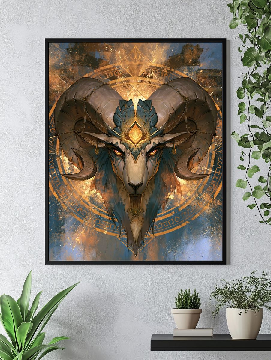 Ram Spirit Digital Art Poster. — room view 4