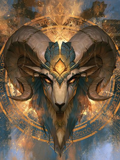 Ram Spirit Digital Art Poster.