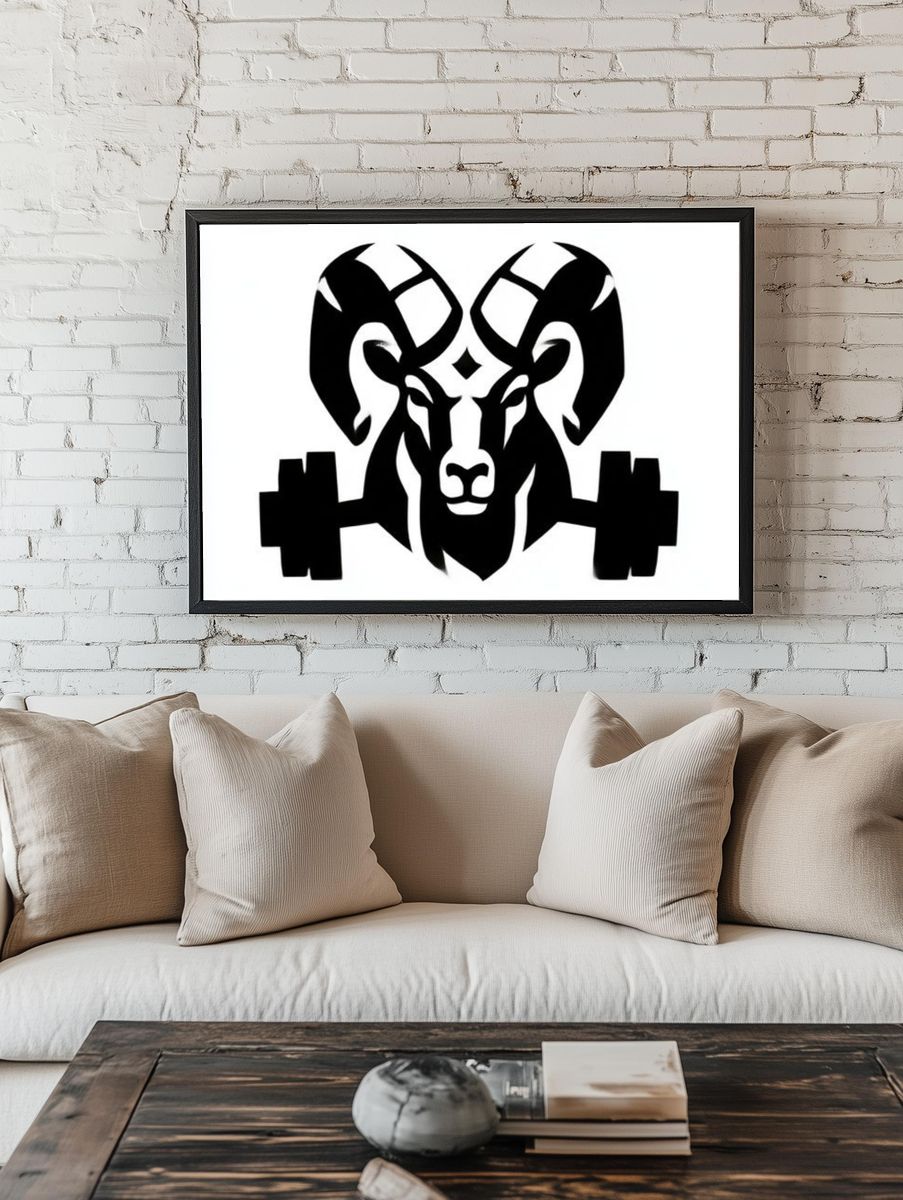 Ram Weightlifting Silhouette Poster. room preview