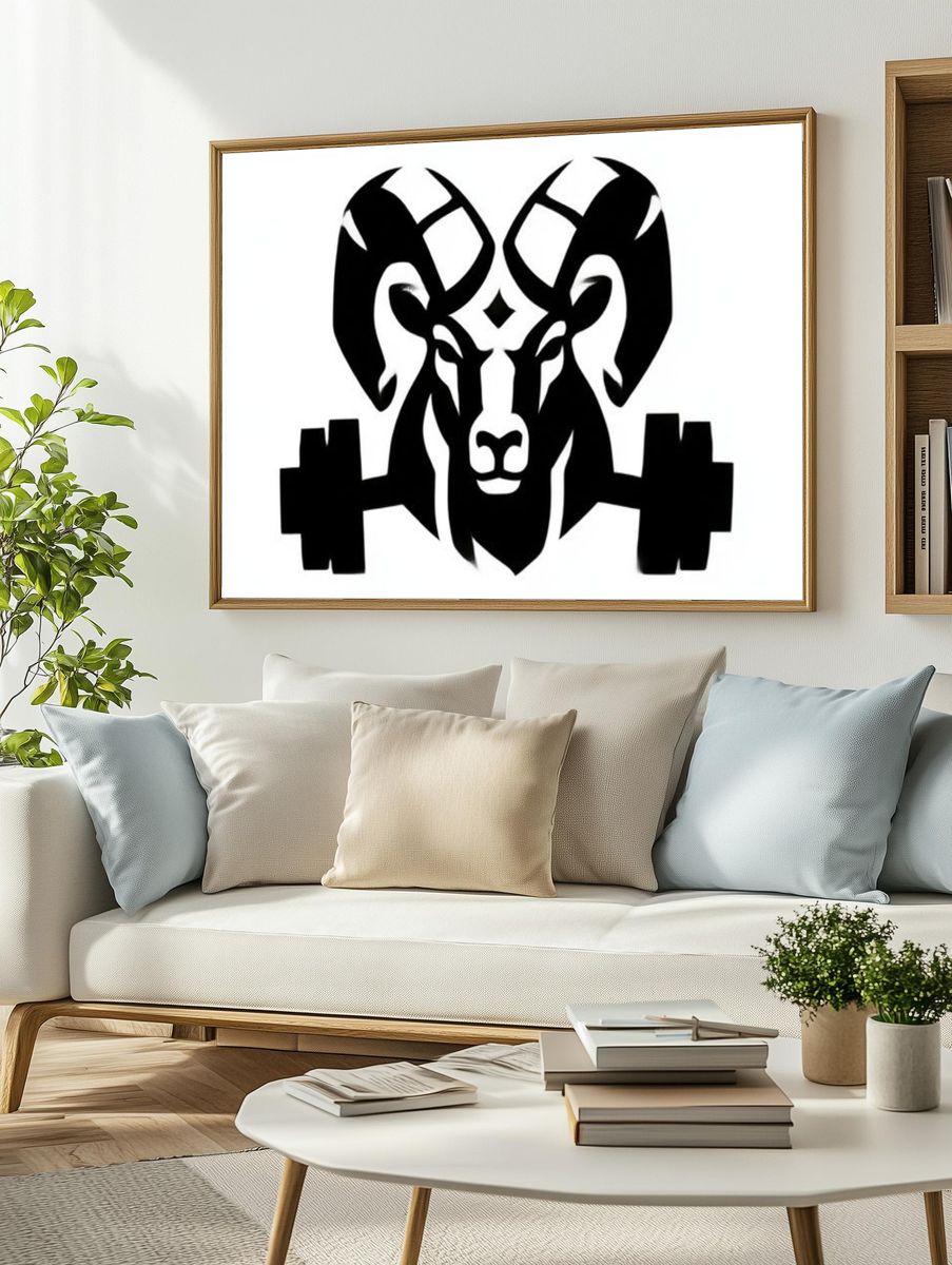 Ram Weightlifting Silhouette Poster. — room view 2