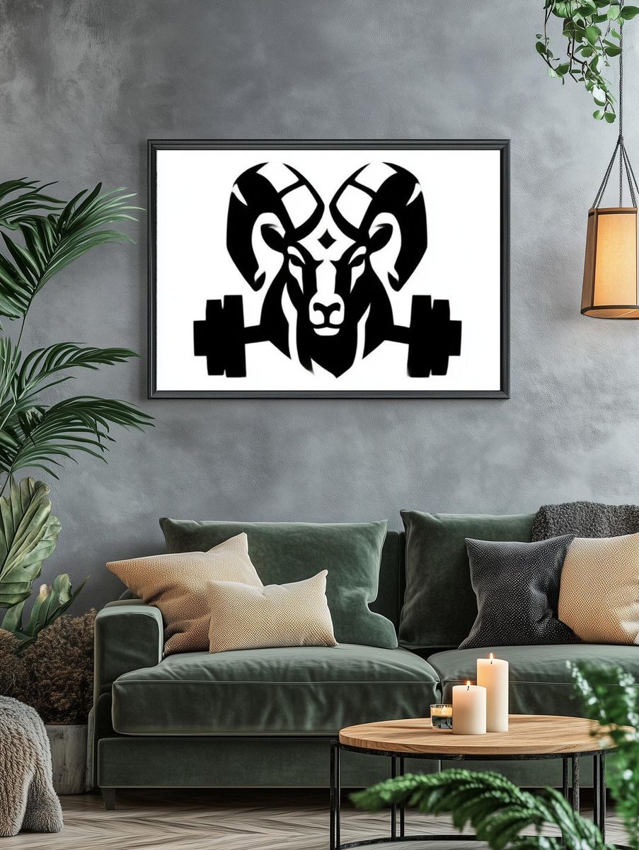 Ram Weightlifting Silhouette Poster. — room view 4