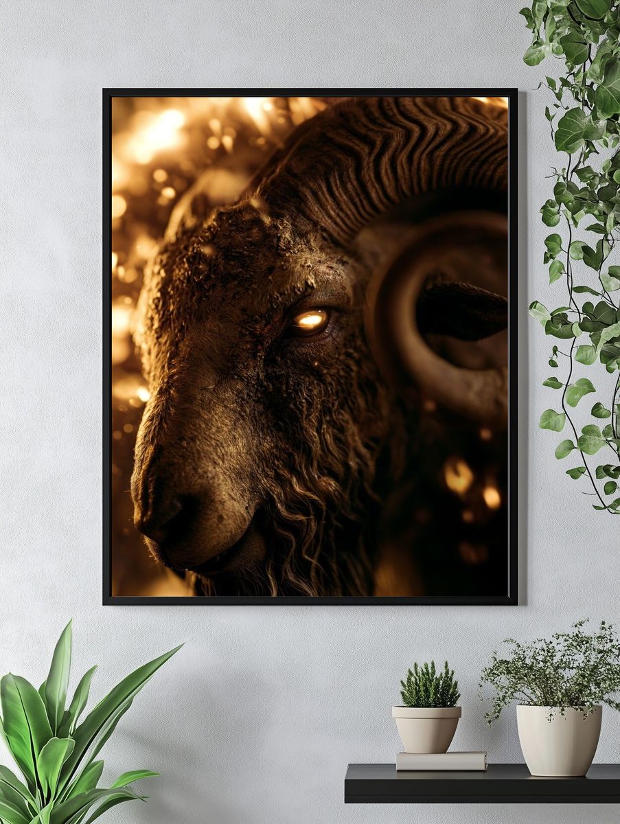 Golden Ram Portrait Poster. — room view 4