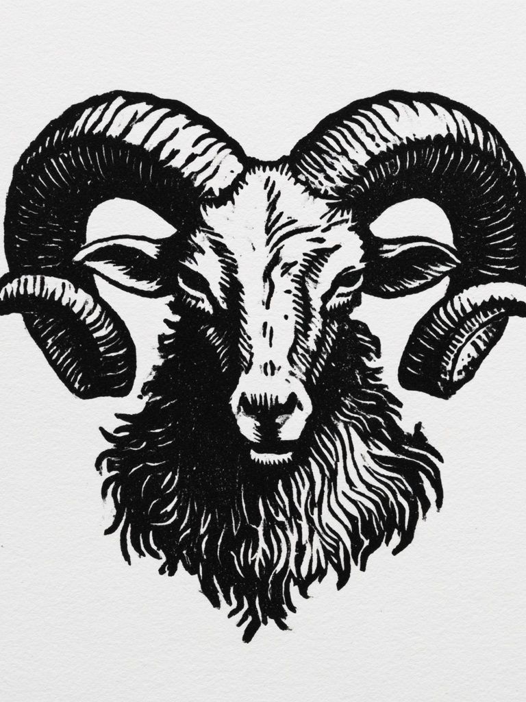 Ram Head Ink Illustration Poster. poster detail