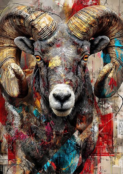Ram Portrait — Contemporary Print.