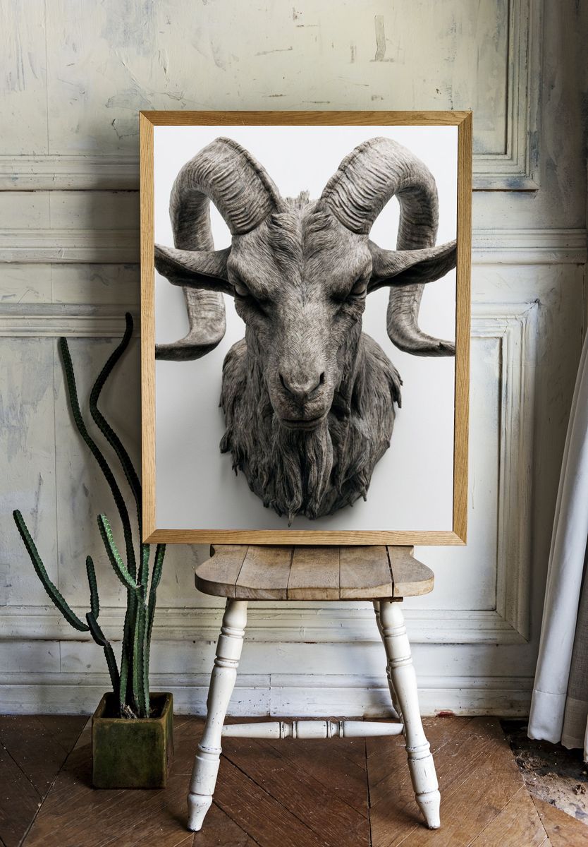 Ram Head Sculpture Poster. — room view 1