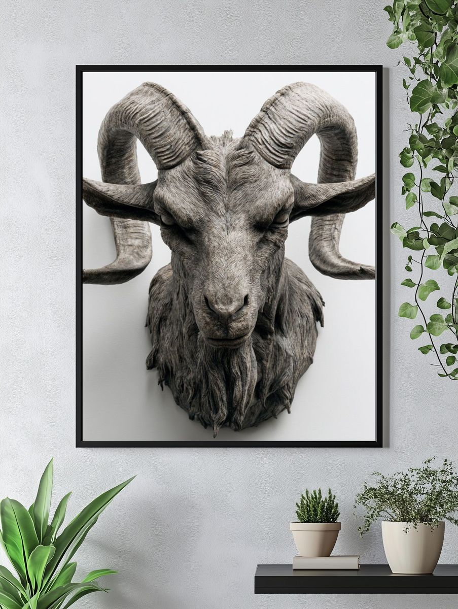Ram Head Sculpture Poster. — room view 4