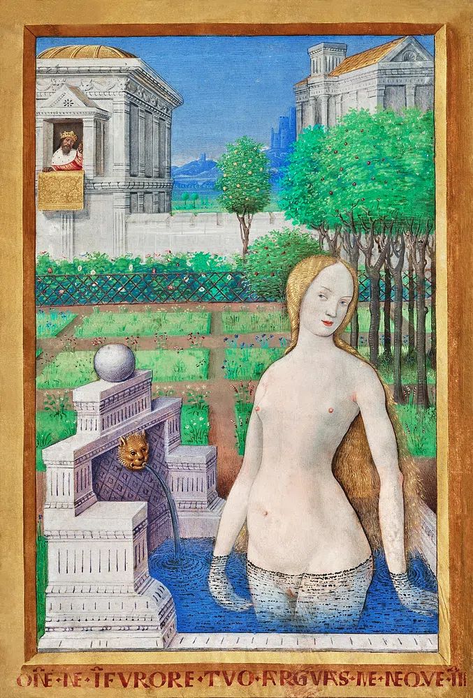 Nude Woman by Fountain — Renaissance Print. poster detail