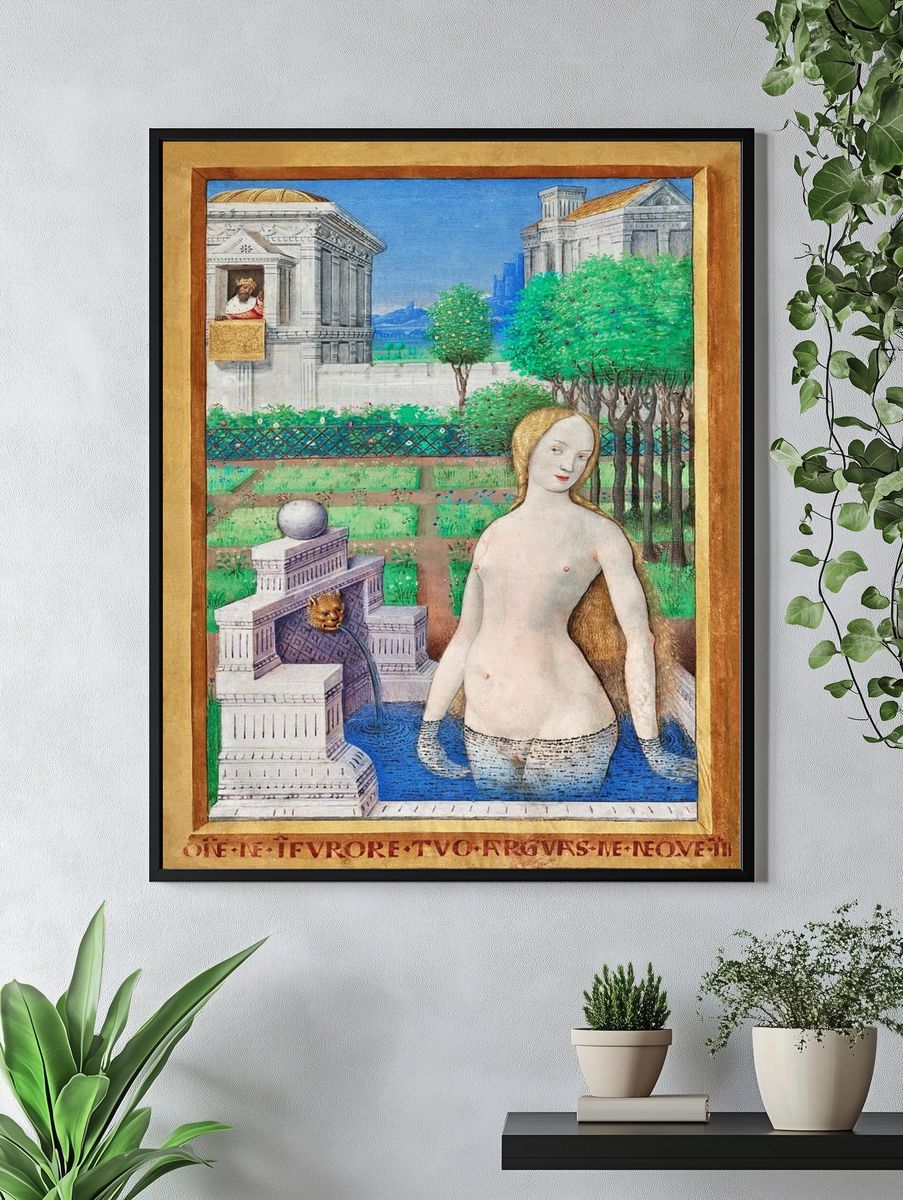 Nude Woman by Fountain — Renaissance Print. — room view 4