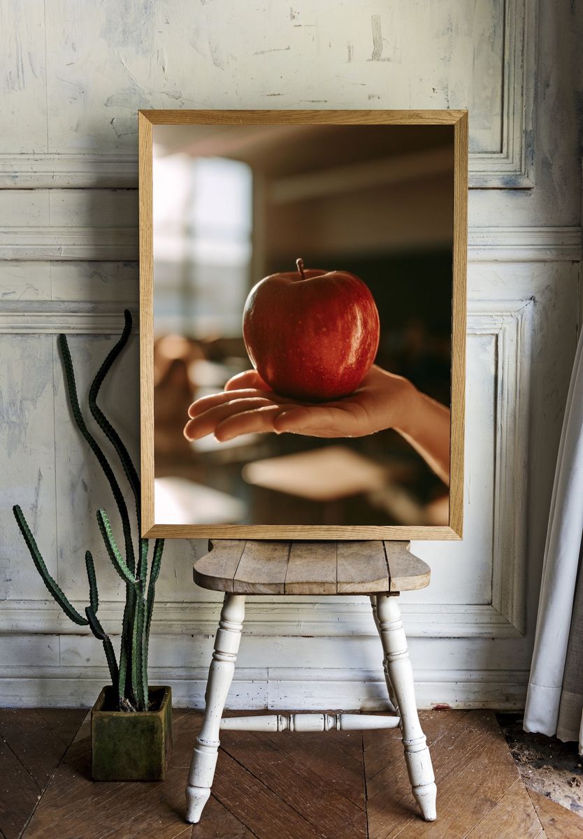 Red Apple in Hand Photography Poster. room preview
