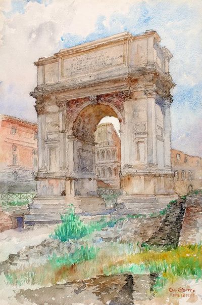 Roman Arch Watercolor Travel Print.