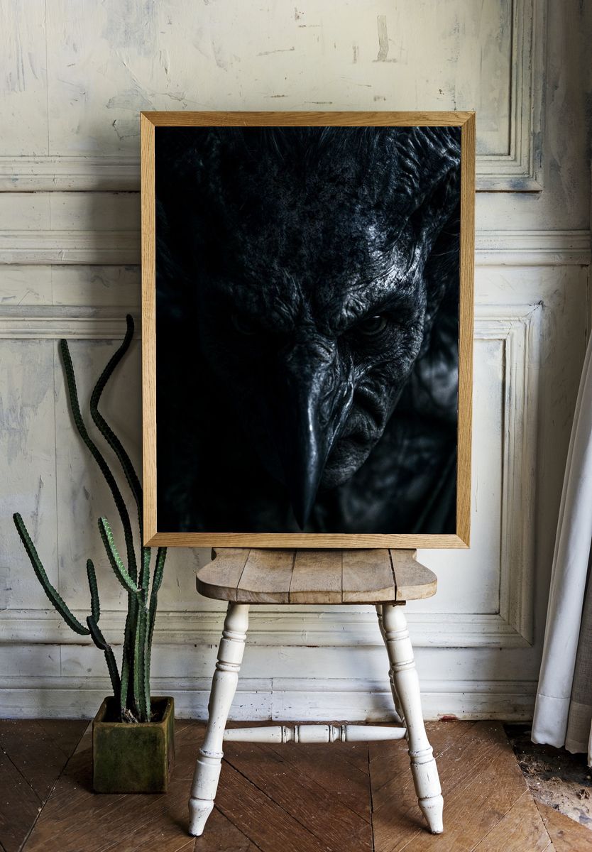 Dark Raven Portrait Poster. room preview