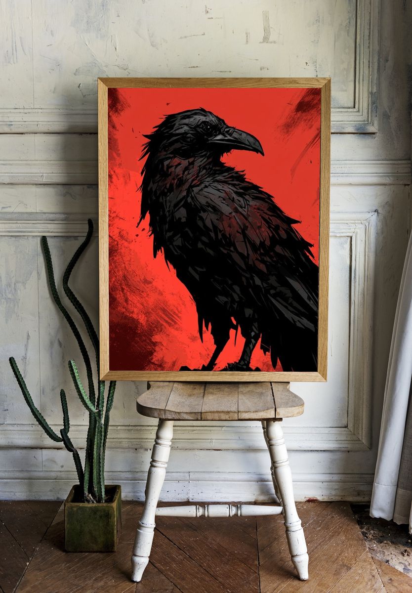 Black Raven Red Ink Poster. — room view 1