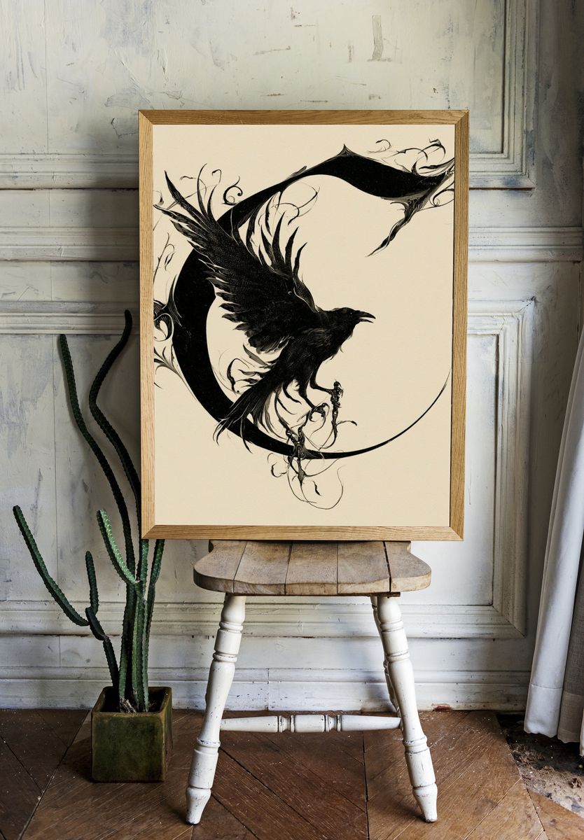 Raven Crescent Ink Poster. — room view 1