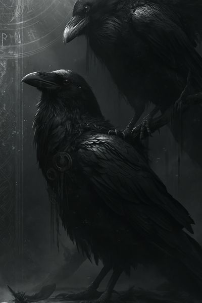 Raven Duo Dark Fantasy Print. poster