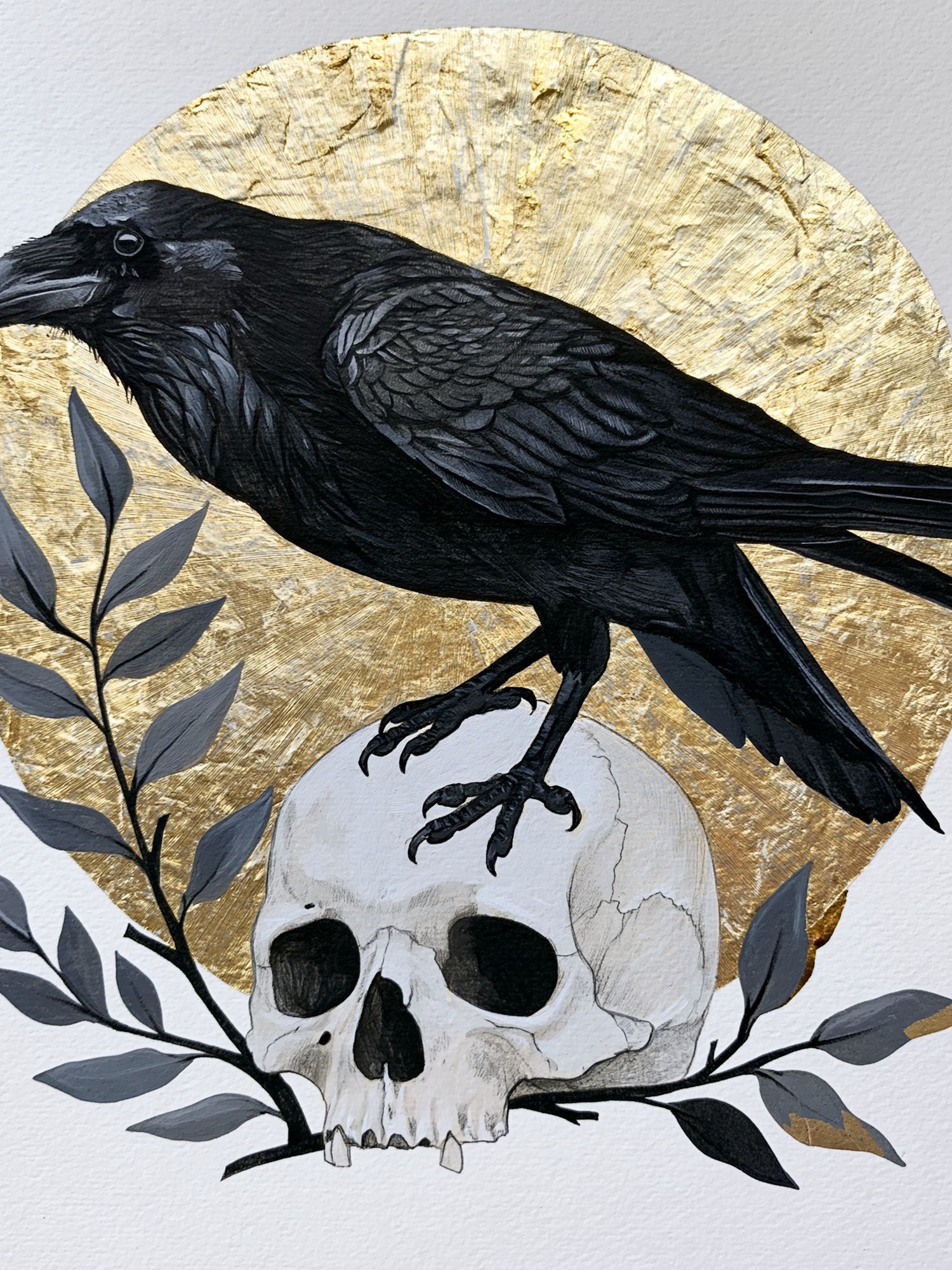 Raven and Skull Illustration Poster. poster detail