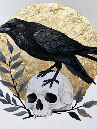 Raven and Skull Illustration Poster. poster