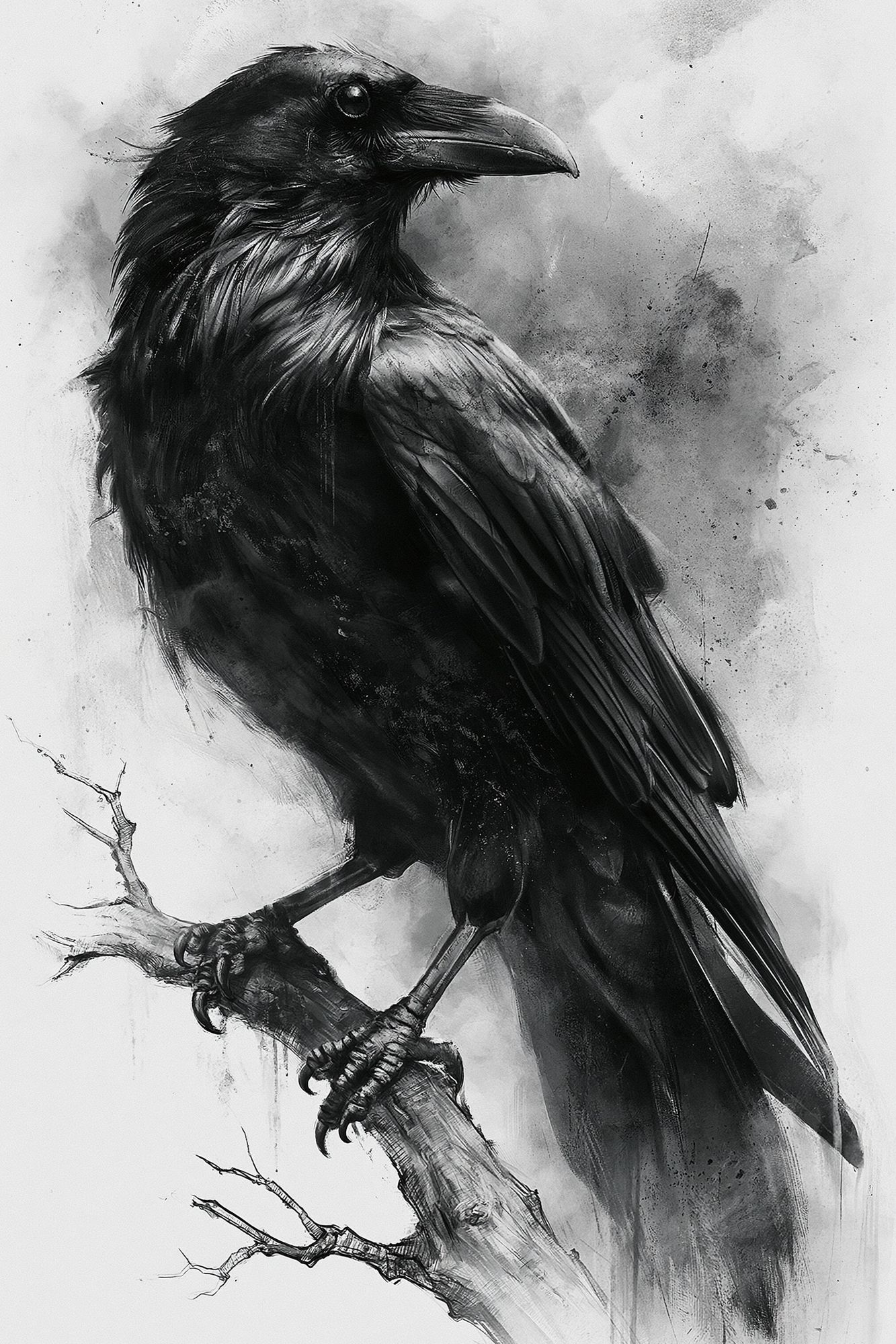 Raven Ink Wash Poster. poster — animals art