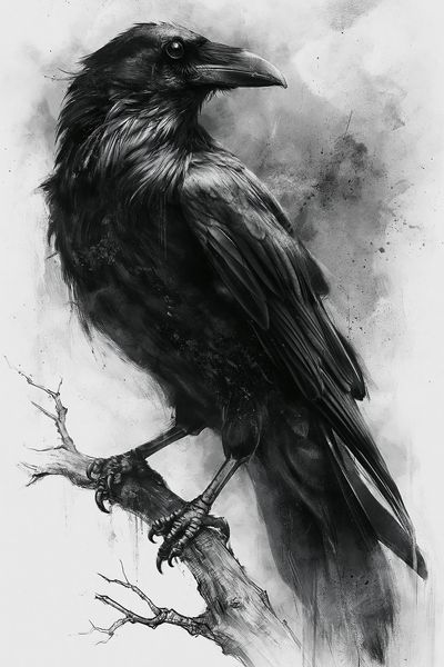 Raven Ink Wash Poster.