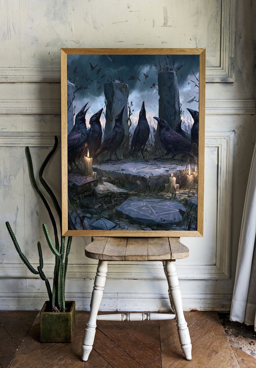 Raven Ritual — Dark Fantasy Print. room preview