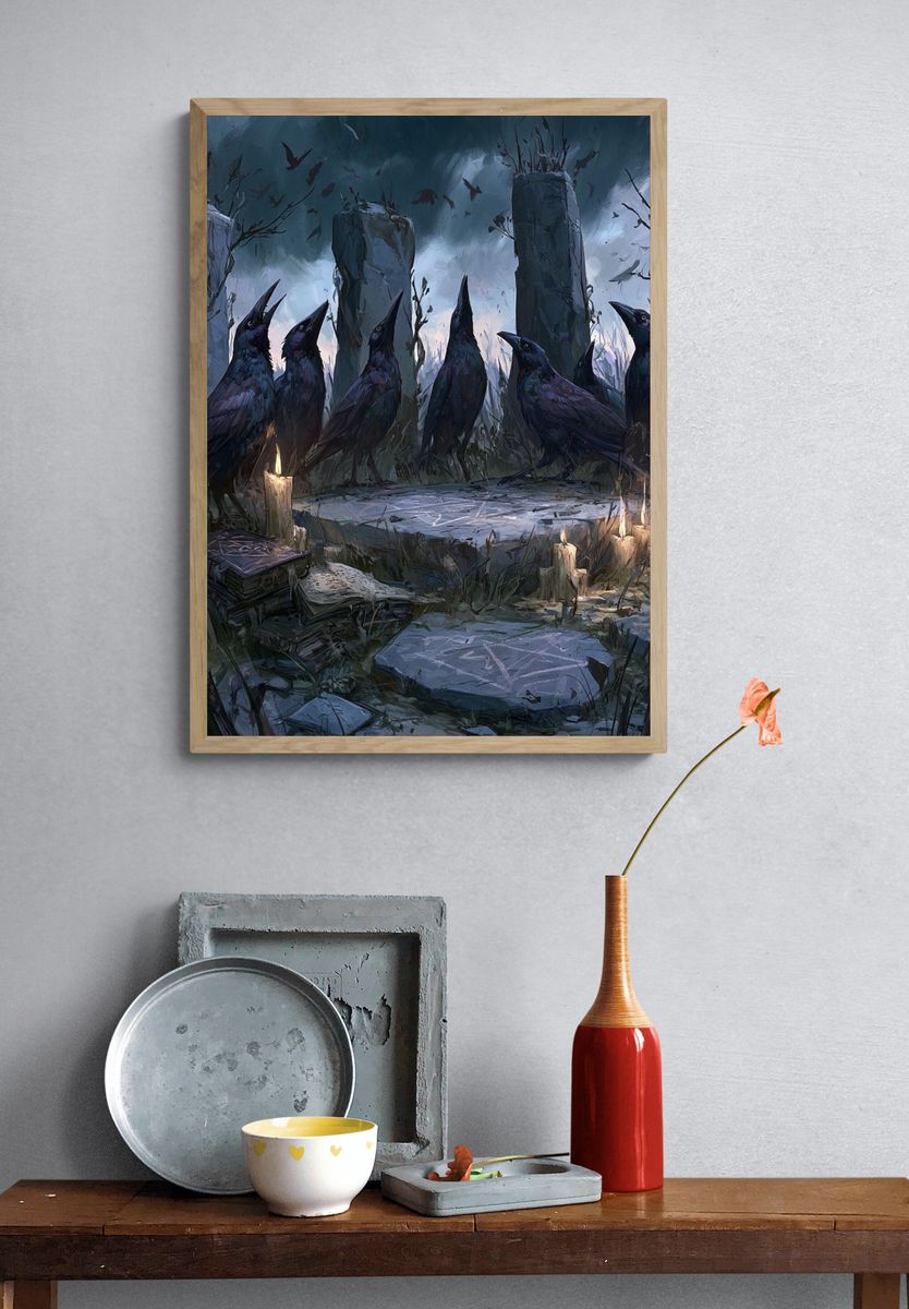 Raven Ritual — Dark Fantasy Print. — room view 3