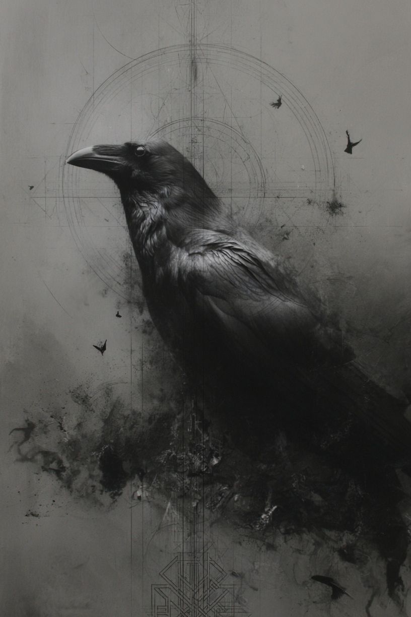 Raven Ink Surrealism Poster. poster — fine-art art