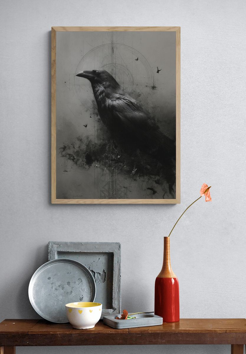 Raven Ink Surrealism Poster. — room view 3