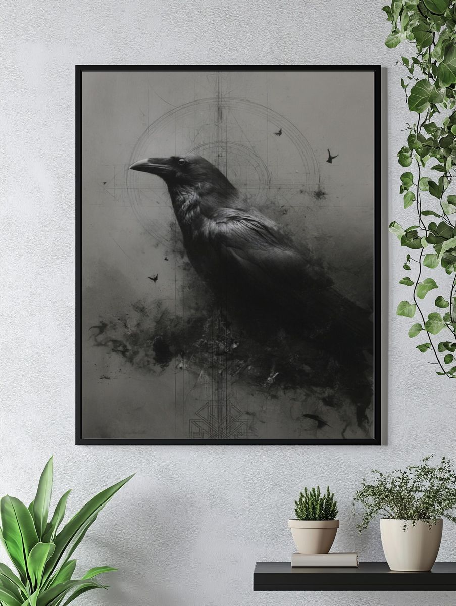 Raven Ink Surrealism Poster. — room view 4
