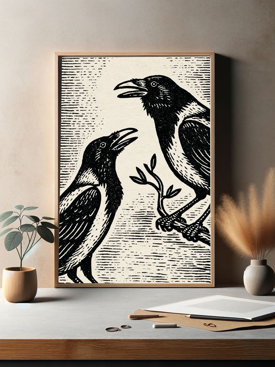 Raven Pair Ink Print. — room view 2