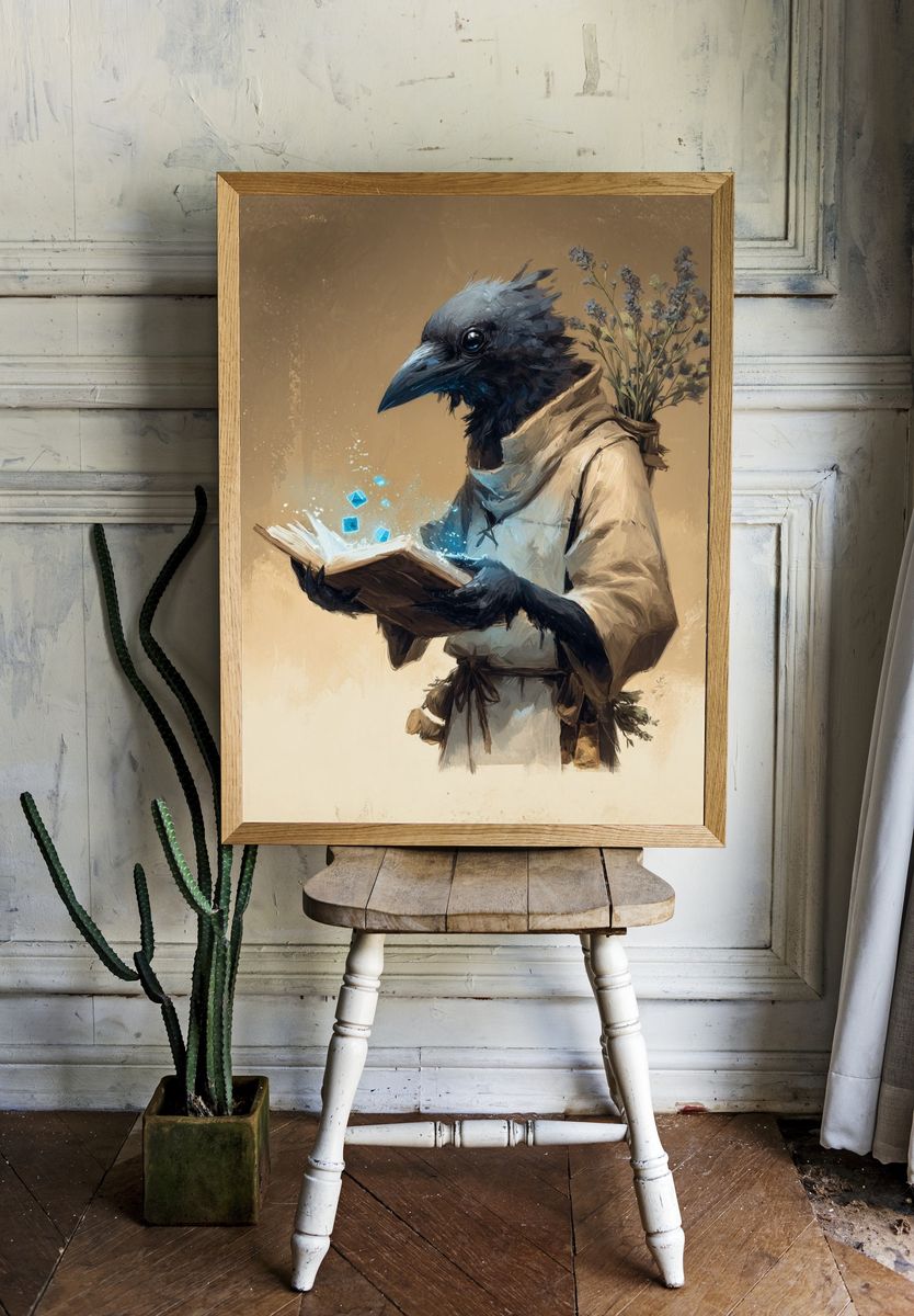 Mystic Raven Digital-Art Poster. — room view 1