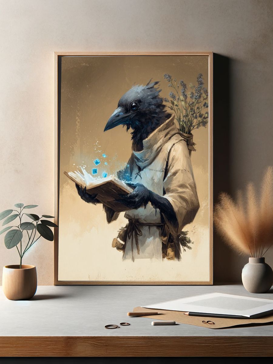 Mystic Raven Digital-Art Poster. — room view 2