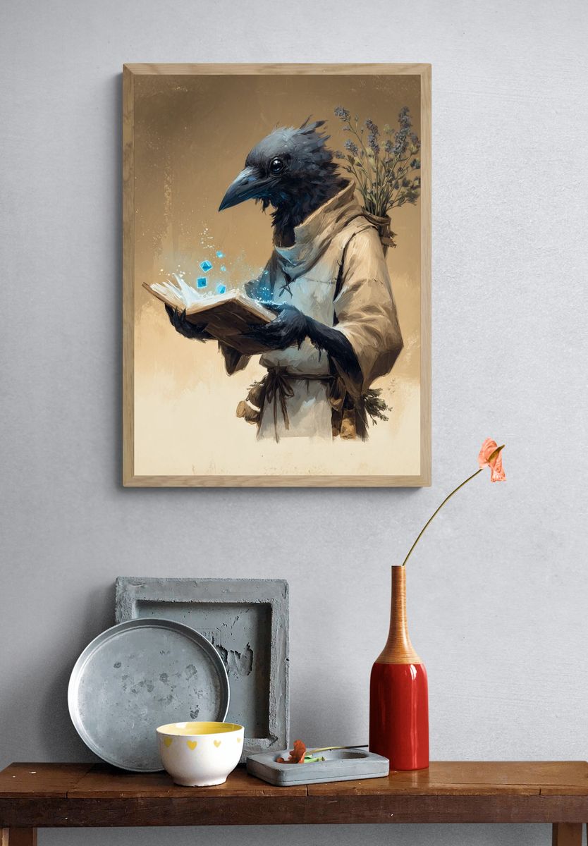 Mystic Raven Digital-Art Poster. — room view 3