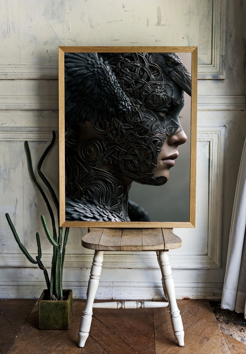 Raven Mask Portrait Print. — room view 1
